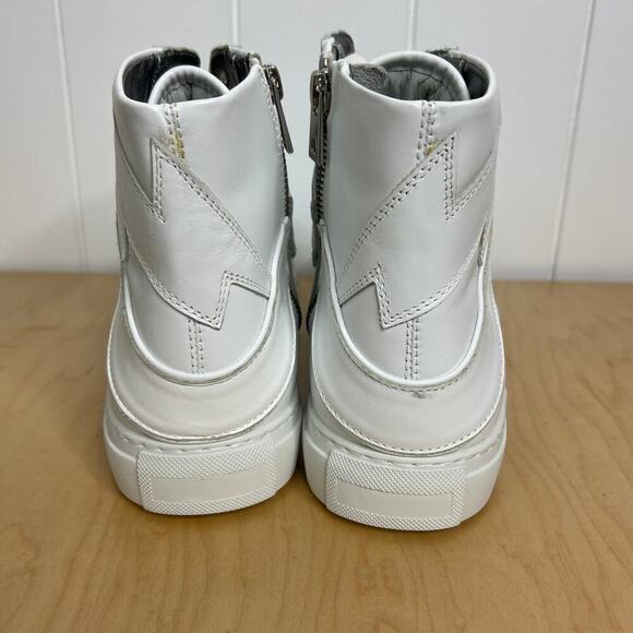 Zadig & Voltaire ZV1747 High Flash White Leather Sneakers SZ FR39/US 8 Womens - Picture 7 of 11